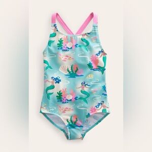 Boden Aqua Mermaid Kids Swim One Piece 4-5 Y